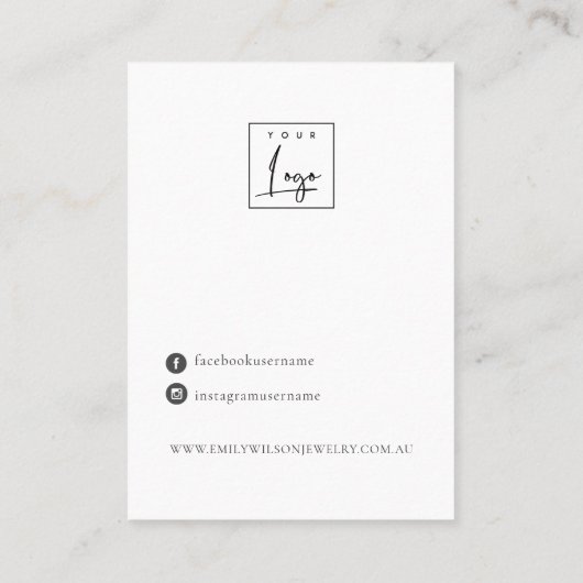 Einfache Schwarz-Blau-Herz-Kette-Anzeige Visitenkarte (Rückseite)