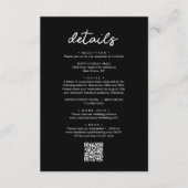 Einfache Schwarz-Chic-Script QR-Code Hochzeitsdeta Begleitkarte (Vorderseite)