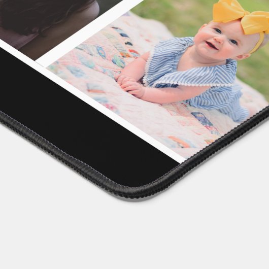 Einfache Schwarz Custom Familie fünf FotoCollage Schreibtischunterlage (Ecke)