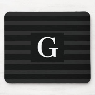 Einfache Schwarz-Dunkel-Graue Streifen Single Init Mousepad
