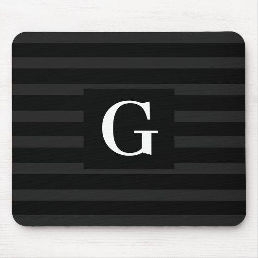 Einfache Schwarz-Dunkel-Graue Streifen Single Init Mousepad (Vorne)
