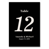 Einfache Schwarz-Ecru-Beige Minimalistische Hochze Tischnummer (Rückseite)