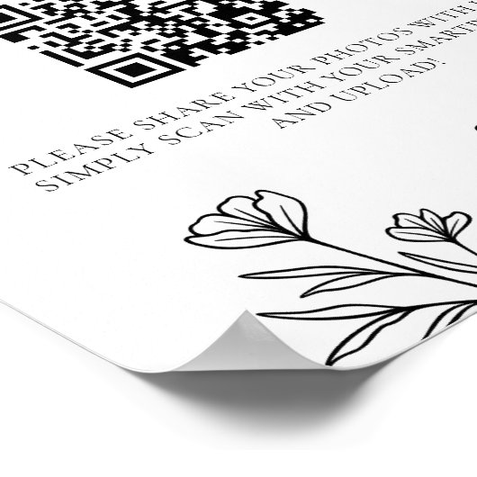 Einfache Schwarz-Flora-Hochzeit Capture the Liebe- Poster (Ecke)