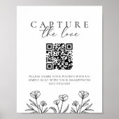 Einfache Schwarz-Flora-Hochzeit Capture the Liebe- Poster (Vorne)