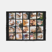 Einfache Schwarz-FotoCollage 20 Personalisiert Fleecedecke (Vorderseite (Horizontal))
