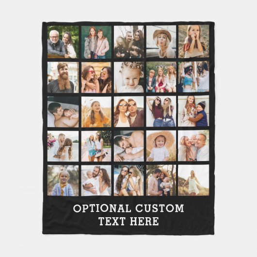 Einfache Schwarz-FotoCollage 25 Personalisiert Fleecedecke (Vorderseite)