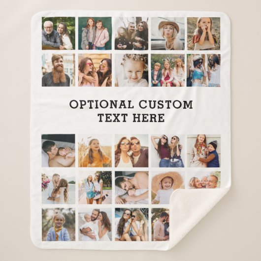 Einfache Schwarz-FotoCollage 25 Personalisiert Sherpadecke (Vorderseite)
