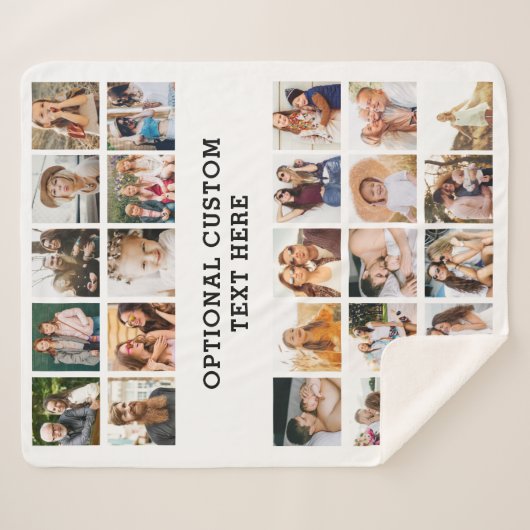 Einfache Schwarz-FotoCollage 25 Personalisiert Sherpadecke (Vorderseite (Horizontal))