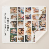 Einfache Schwarz-FotoCollage 25 Personalisiert Sherpadecke (Vorderseite (Horizontal))
