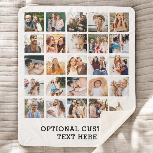 Einfache Schwarz-FotoCollage 25 Personalisiert Sherpadecke