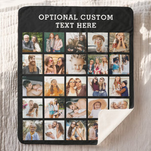 Einfache Schwarz-FotoCollage 25 Personalisiert Sherpadecke