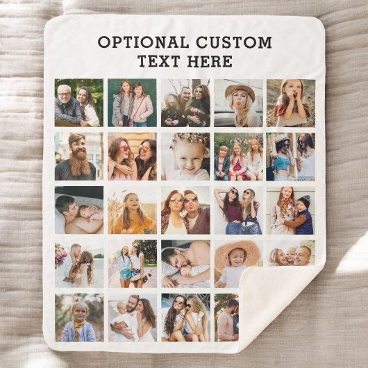 Einfache Schwarz-FotoCollage 25 Personalisiert Sherpadecke