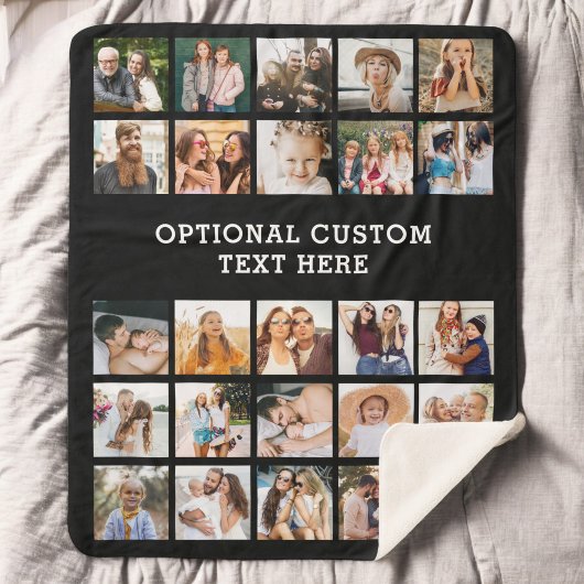 Einfache Schwarz-FotoCollage 25 Personalisiert Sherpadecke