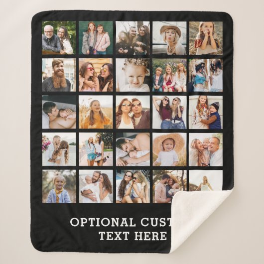 Einfache Schwarz-FotoCollage 25 Personalisiert Sherpadecke (Vorderseite)