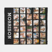 Einfache Schwarz-FotoCollage 30 Personalisiert Fleecedecke (Vorderseite (Horizontal))