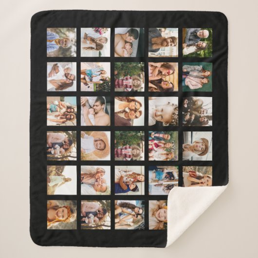 Einfache Schwarz-FotoCollage 30 Personalisiert Sherpadecke (Vorderseite)