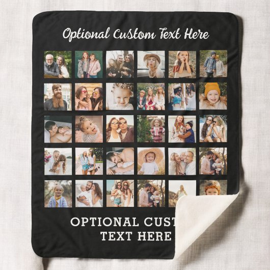 Einfache Schwarz-FotoCollage 30 Personalisiert Sherpadecke