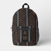 Einfache Schwarz Geometrische Pfeile Monogramminit Bedruckter Rucksack (Vorderseite)