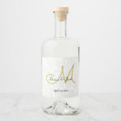 Einfache Schwarz-Gold-Elegant-Hochzeitsmonogramm Alkoholflaschenetikett (Vorderseite)