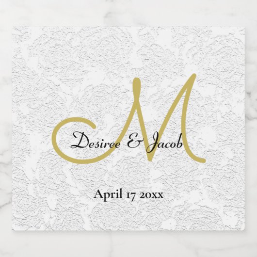 Einfache Schwarz-Gold-Elegant-Hochzeitsmonogramm Schaumweinetikett (Einzelnes Label)