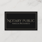Einfache Schwarz & Gold Elegante Rahmen Notar Publ Visitenkarte (Vorderseite)