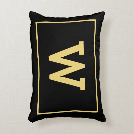 Einfache Schwarz-Gold-Erstmonogramm Dekokissen (Vorderseite(Vertikal))