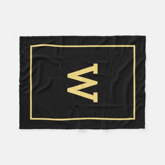 Einfache Schwarz-Gold-Erstmonogramm Fleecedecke (Vorderseite (Horizontal))