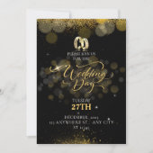 Einfache Schwarz-Gold-Hochzeit Einladung (Vorderseite)