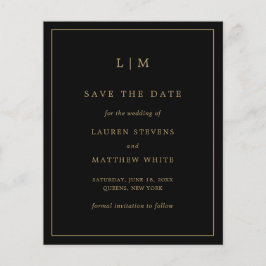 Einfache Schwarz-Gold-Hochzeit retten das Datum