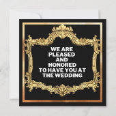 Einfache Schwarz/Gold Hochzeitskarte Einladung (Rückseite)