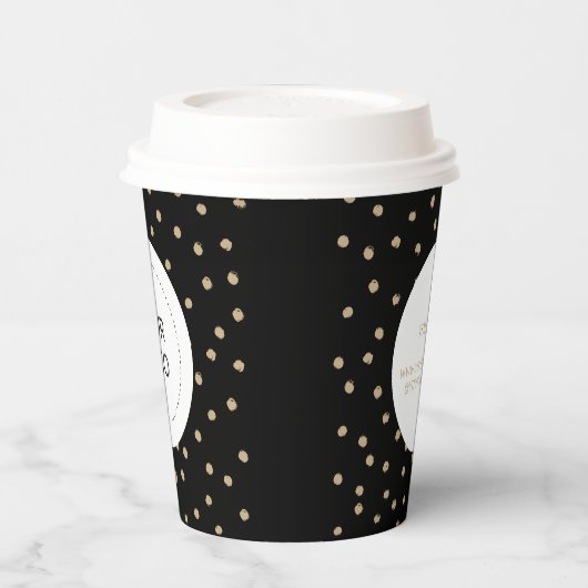 Einfache Schwarz-Gold-Minimal-Firmenlogos Pappbecher (Links)