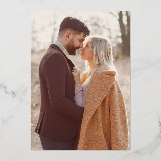 Einfache Schwarz & Gold Moderne Elegantes Foto Hoc Folieneinladung (Rückseite)