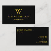 Einfache Schwarz-Gold-Monogramm Visitenkarte (Vorne/Hinten)