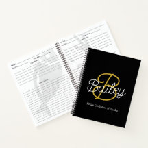 Einfache Schwarz-Gold Retro-Script Monogram-Rezept