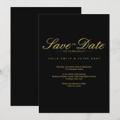 Einfache Schwarz-Gold-Save the Date-Hochzeit Einladung (Vorne/Hinten)