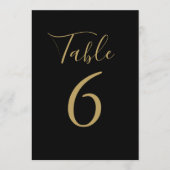 Einfache Schwarz-Gold-Script-Tischnummer Einladung (Vorderseite)