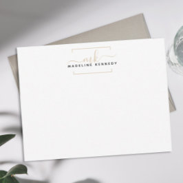 Einfache Schwarz-Gold-Square-Monogramm Mitteilungskarte