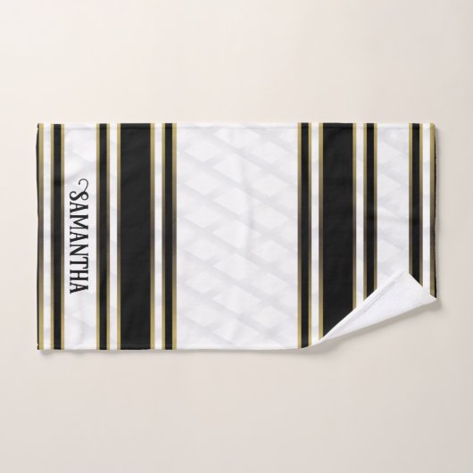 Einfache Schwarz-Gold- und Weiß-Geometrie Badhandtuch Set (Handtuch)