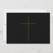 Einfache schwarz-goldene Script-Taufen Geschlecht Einladung (Rückseite)