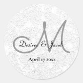 Einfache Schwarz-Grau-Elegant-Hochzeitsmonogramm Runder Aufkleber (Vorderseite)