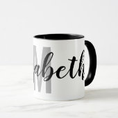 Einfache Schwarz-Grau-Handschrift Monogramm Tasse (VorderseiteRechts)