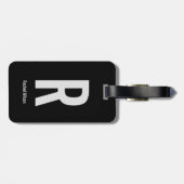 Einfache Schwarz-Grau-Monogram-Initial und Name Gepäckanhänger (Rückseite horizontal)