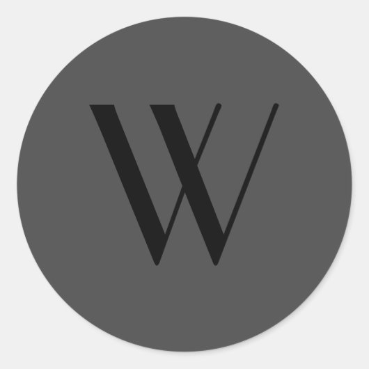 Einfache Schwarz-Grau-Single Letter Modernes Minim Runder Aufkleber (Vorderseite)