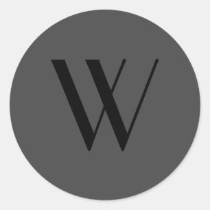 Einfache Schwarz-Grau-Single Letter Modernes Minim Runder Aufkleber