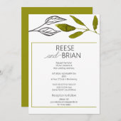 Einfache Schwarz-Grün-Natur Hochzeit Einladung (Vorne/Hinten)