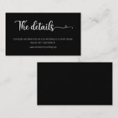 Einfache Schwarz-Hochzeit-Details Website-Umschlie Begleitkarte (Vorne/Hinten)
