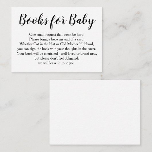 Einfache Schwarz-Kalligrafie-Buchanforderung Begleitkarte (Vorne/Hinten)