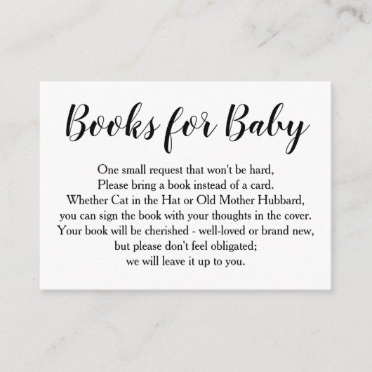 Einfache Schwarz-Kalligrafie-Buchanforderung Begleitkarte (Vorderseite)