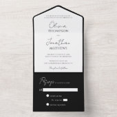 Einfache Schwarz-Krawatte-White-Script-Hochzeit All In One Einladung (Innen Boden)