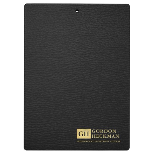 Einfache Schwarz Leder Textur Custom Monogram Klemmbrett (Rückseite)